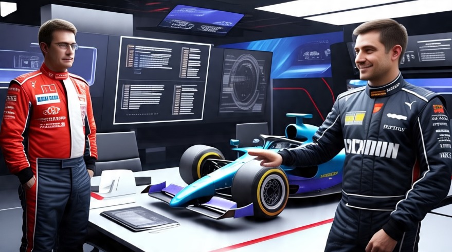 Designing the Perfect F1 Team with a $100M Budget: A Fantasy 5 Lando Norris in a racing suit, standing beside a sleek 2026 F1 car with active aerodynamics, parked on a pit lane with a Madrid Grand Prix banner in the background.